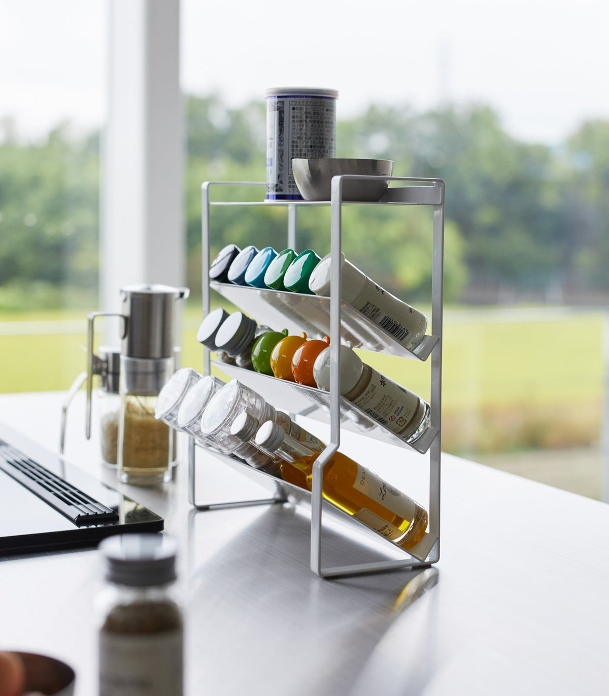 Yamazaki Home Four-Tier Slim Spice Rack - Steel