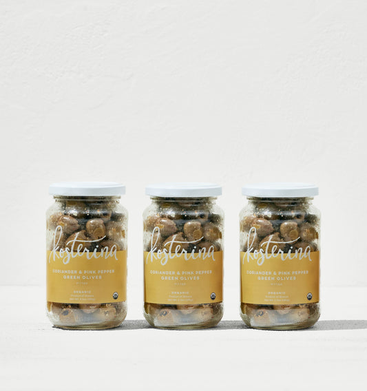 Kosterina Coriander and Pink Pepper Green Olives